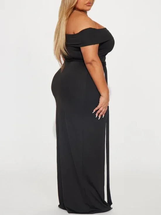 Fashion Nova Sculpt With My Love Black Off Shoulder Maxi Dress 1X - Picture 2 of 4